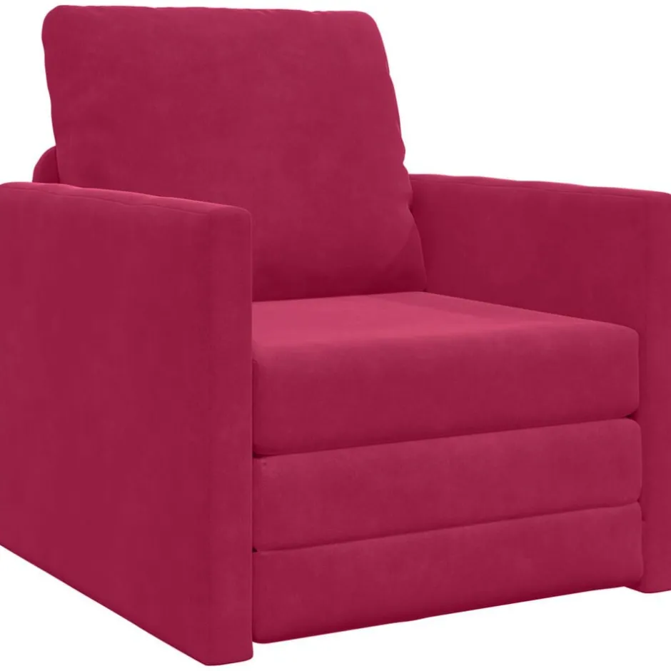 New vidaXL Soffsäng 74 x 77 x 81 cm Sammet Vinröd