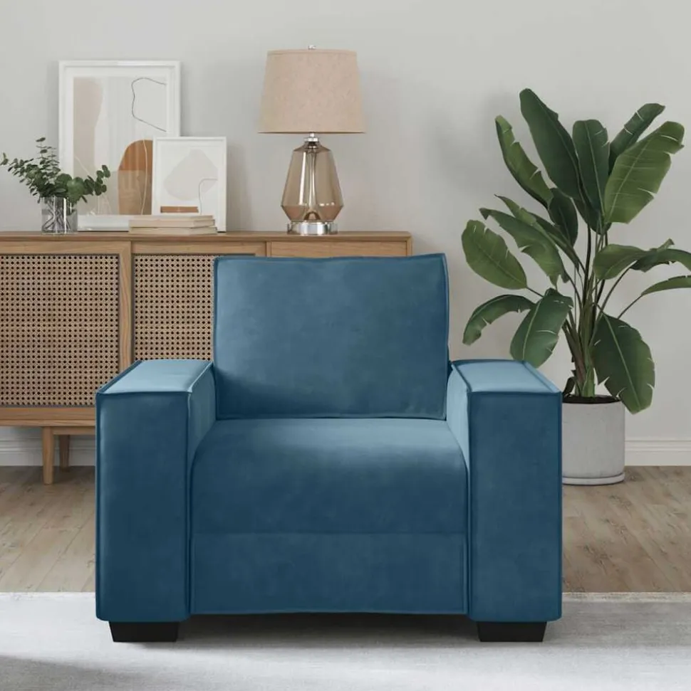 vidaXL Soffstol blå 100x78x84 cm sammet