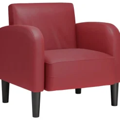 Online vidaXL Soffstol med armstöd 54 cm läderimitation Vinröd