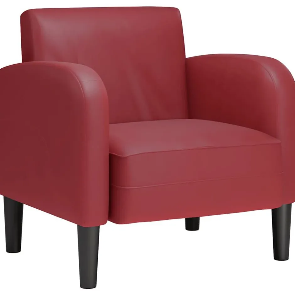 Online vidaXL Soffstol med armstöd 54 cm läderimitation Vinröd
