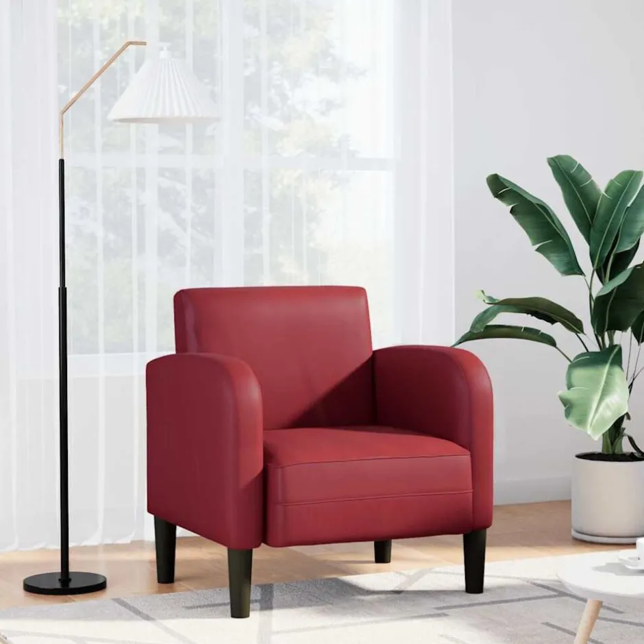 Online vidaXL Soffstol med armstöd 54 cm läderimitation Vinröd