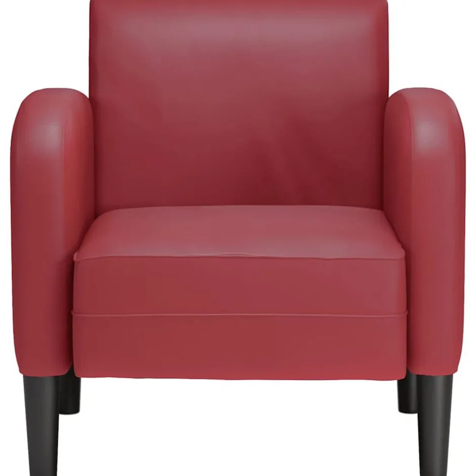 Online vidaXL Soffstol med armstöd 54 cm läderimitation Vinröd