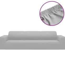 Discount vidaXL Sofföverdrag 4-sits med stretch polyesterjersey Grå