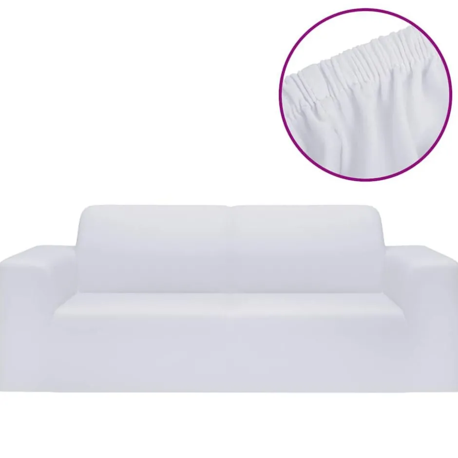 Discount vidaXL Sofföverdrag 2-sits med stretch polyesterjersey Vit