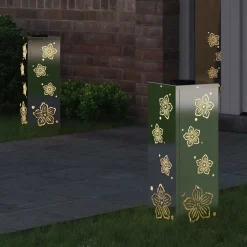 New vidaXL Solar LED Stig Ljus 2 pcs Silver Rostfritt stål