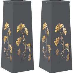 Clearance vidaXL Solar LED Stig Ljus 2 pcs Kallvalsat stål Antracit