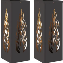 Discount vidaXL Solar LED Stig Ljus 2 pcs Kallvalsat stål Svart