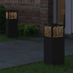 vidaXL Solar LED Stig Ljus 2 pcs Svart Kallvalsat stål