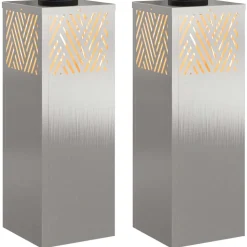 vidaXL Solar LED Stig Ljus 2 pcs Silver Rostfritt stål