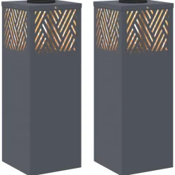 vidaXL Solar LED Stig Ljus 2 pcs Kallvalsat stål Antracit