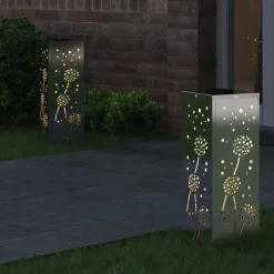 Sale vidaXL Solar LED Stig Ljus 2 pcs Silver Rostfritt stål
