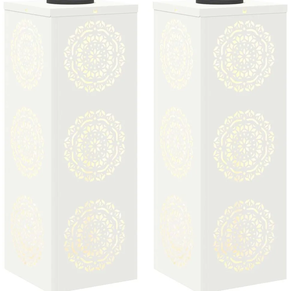 vidaXL Solar LED Stig Ljus 2 pcs Vit Kallvalsat stål