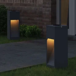 Clearance vidaXL Solcell LED-vägbelysning 2 pcs Kallvalsat stål Antracit