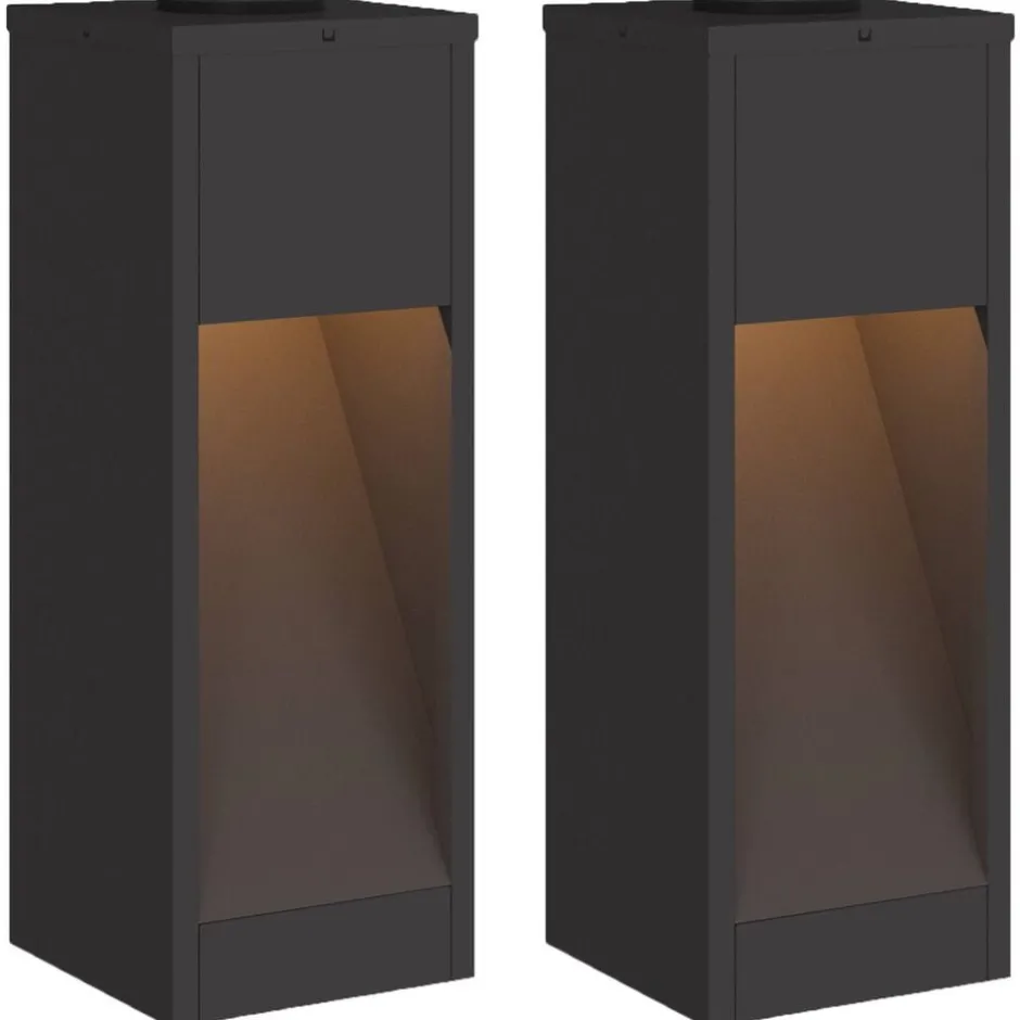 Discount vidaXL Solcell LED-vägbelysning 2 pcs Kallvalsat stål Svart