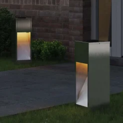 vidaXL Solcell LED-vägbelysning 2 pcs Silver Rostfritt stål