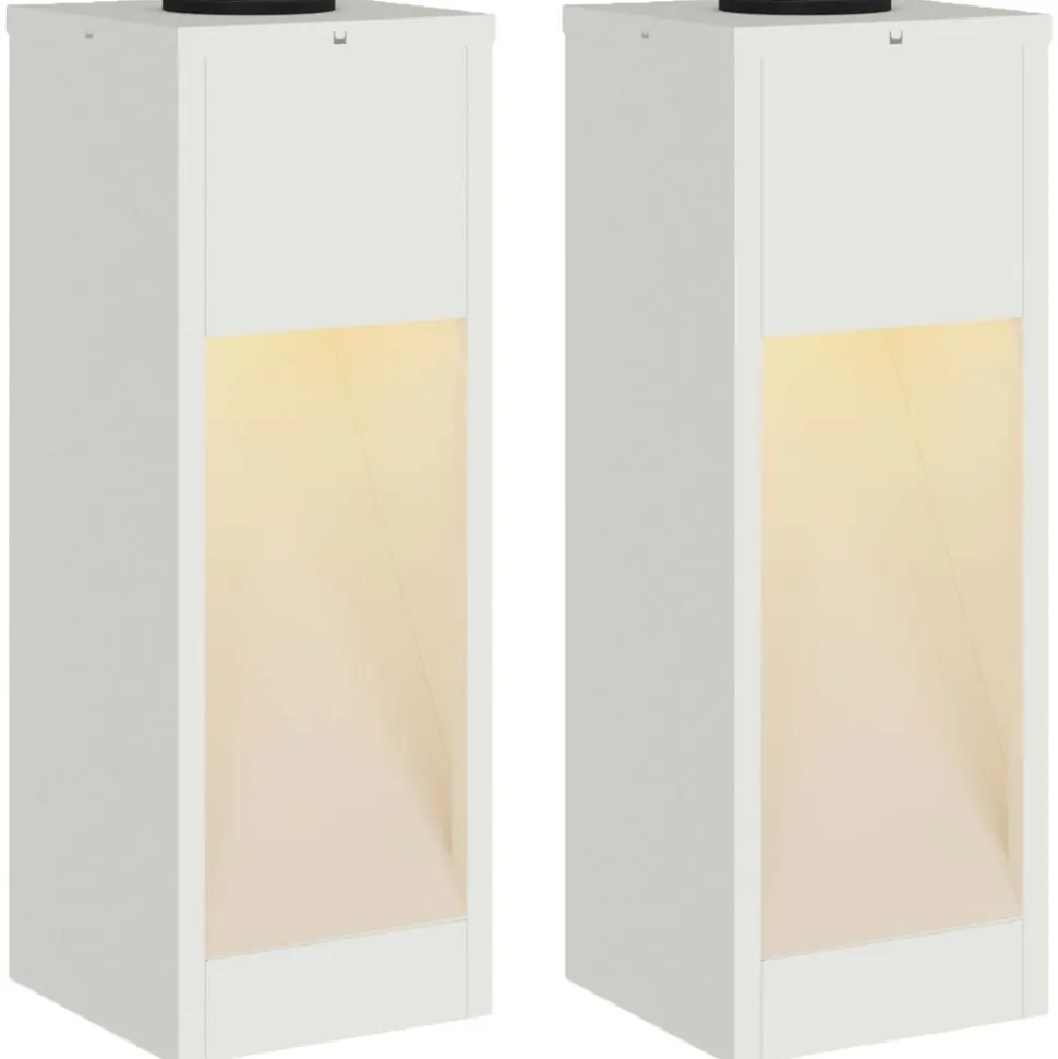 vidaXL Solcell LED-vägbelysning 2 pcs Vit Kallvalsat stål