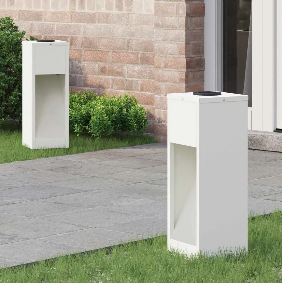 vidaXL Solcell LED-vägbelysning 2 pcs Vit Kallvalsat stål