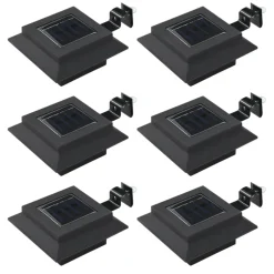 Hot vidaXL Sollampa LED set 6 st fyrkantig 12 cm Svart