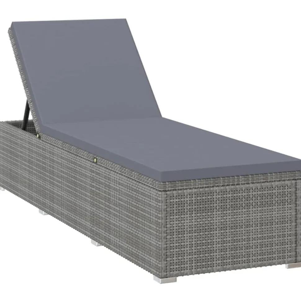 vidaXL Solsäng med dyna & bord konstrotting grå