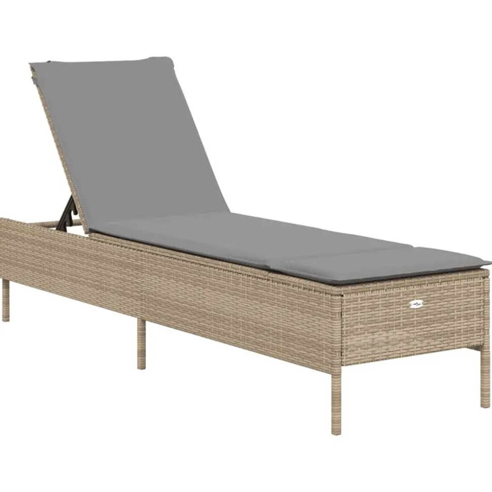 vidaXL Solsäng med dyna beige konstrotting