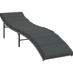 Clearance vidaXL Solsäng med dyna 55x199x50 cm konstrotting Grå