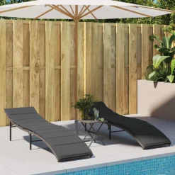 Clearance vidaXL Solsäng med dyna 55x199x50 cm konstrotting Grå