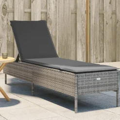 Discount vidaXL Solsäng med dyna konstrotting Grå