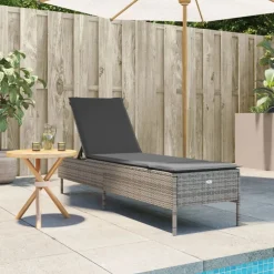Discount vidaXL Solsäng med dyna konstrotting Grå