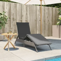 vidaXL Solsäng med dyna konstrotting grå