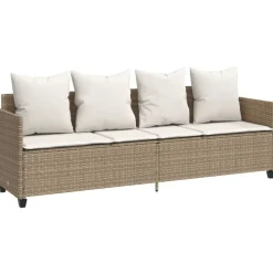 New vidaXL Solsäng med dynor beige konstrotting beige och gräddvit