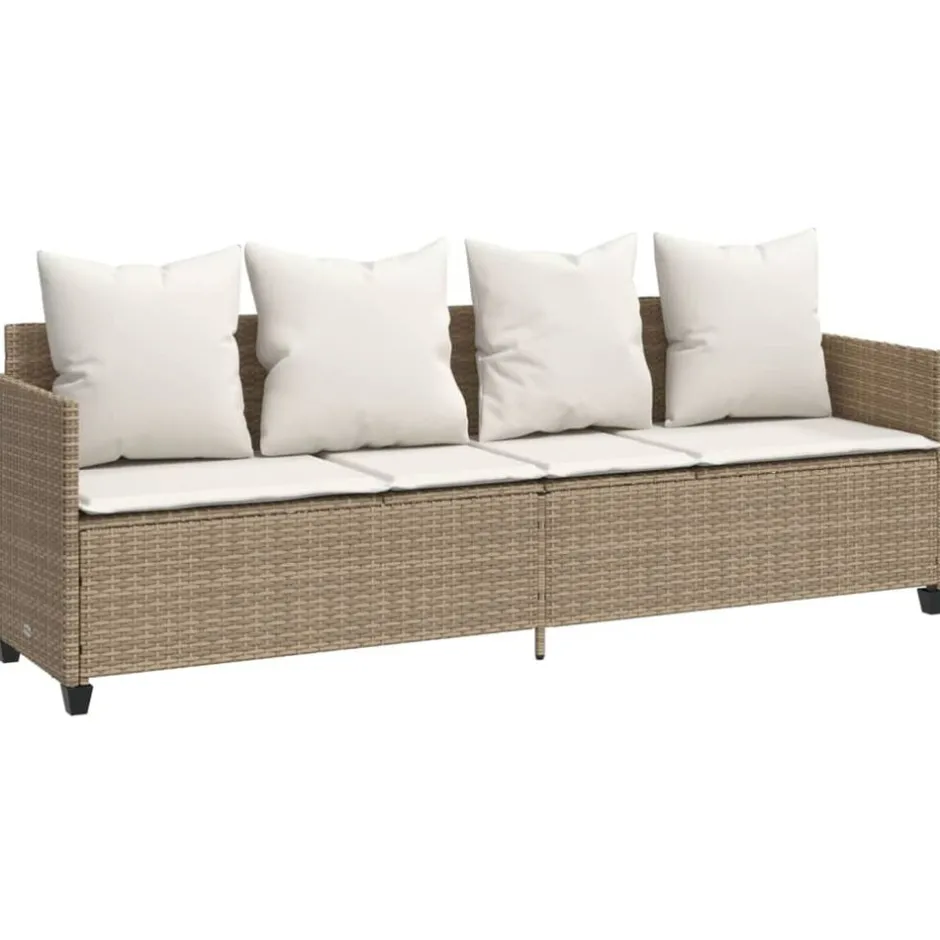 New vidaXL Solsäng med dynor beige konstrotting beige och gräddvit