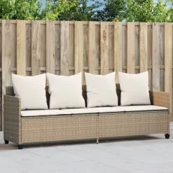 New vidaXL Solsäng med dynor beige konstrotting beige och gräddvit