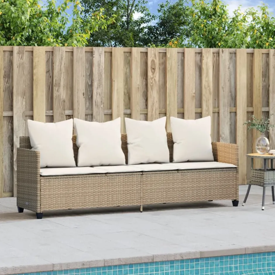 New vidaXL Solsäng med dynor beige konstrotting beige och gräddvit