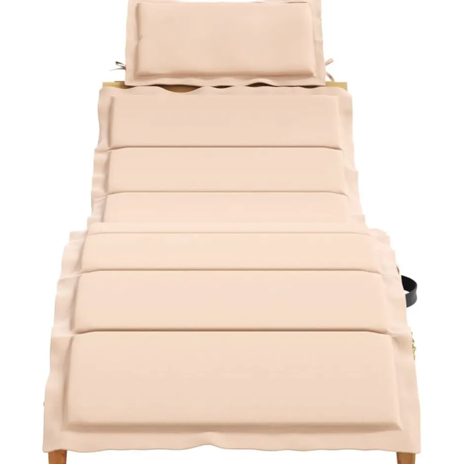 Hot vidaXL Solsäng med kudde massiv akacia Beige