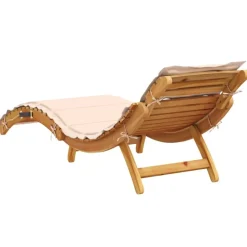 Hot vidaXL Solsäng med kudde massiv akacia Beige