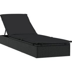 Outlet vidaXL Solsängar 2 st med bord konstrotting Svart