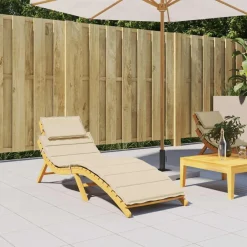 Clearance vidaXL Solsängsdyna 186x58x4 cm oxfordtyg Beige