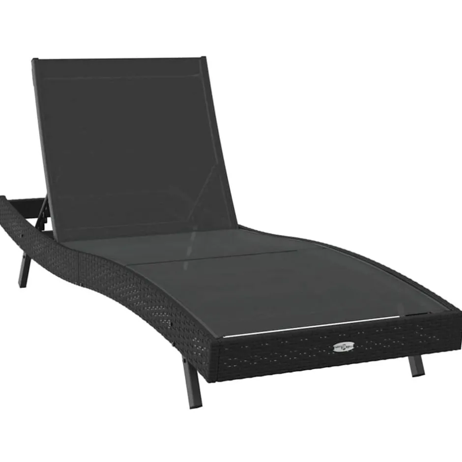 Online vidaXL Solstol Reclining 197 x 70 x 82 cm konstrotting Svart