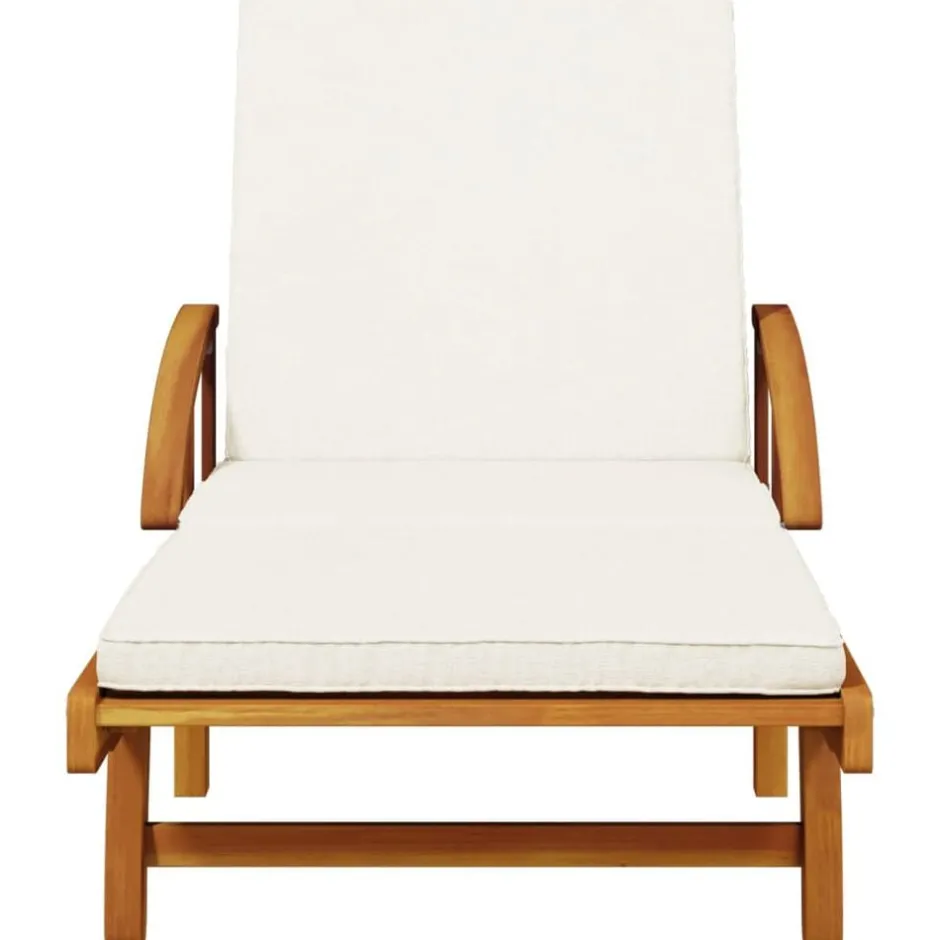 Hot vidaXL Solstolar 2 st med kuddar 200x68x83 cm massivt akaciaträ Kräm