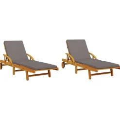 Discount vidaXL Solstolar 2 st med kuddar 200x68x83 cm massivt akaciaträ Mörkgrå