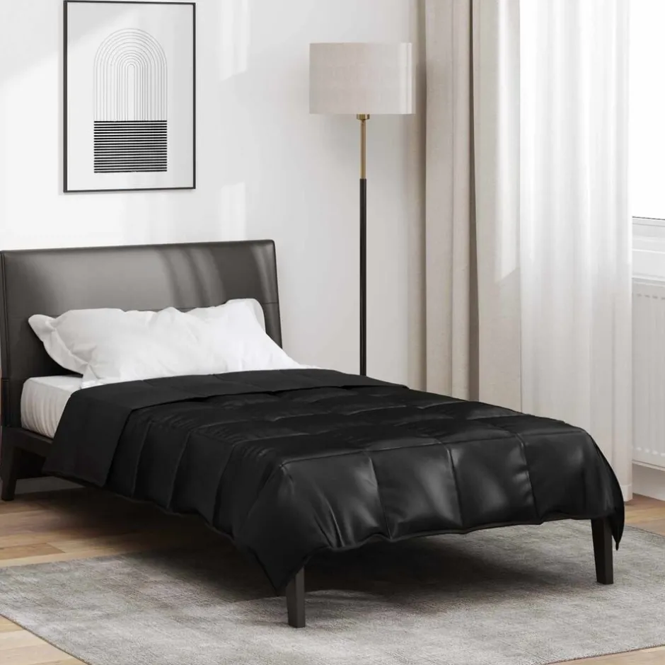 New vidaXL Sommar Duvet 135 x 200 cm Satin och Mikrofiber Svart