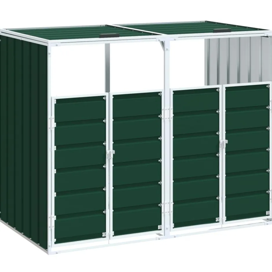 Outlet vidaXL Soptunna för dubbla papperskorgar 144x81x113 cm stål Grön