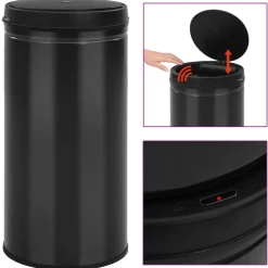 vidaXL Soptunna med automatisk sensor 70 L kolstål svart