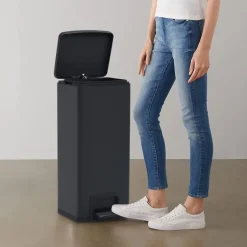 Clearance vidaXL Soptunna med pedal anti-fingeravtryck 30 L rostfritt stål Svart