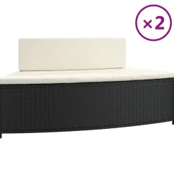 Discount vidaXL Spabänk med dynor 2 st konstrotting Svart