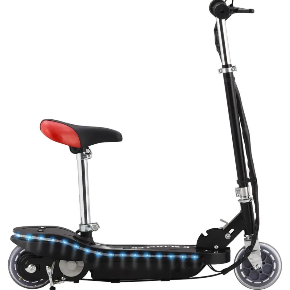 New vidaXL Sparkcykel med sits och LEDs för barn 120 W Svart
