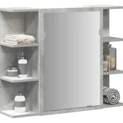 vidaXL Spegelskåp för badrum betonggrå 80x20,5x64 cm konstruerat trä