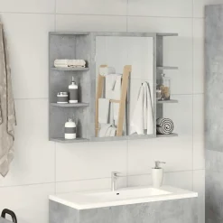 vidaXL Spegelskåp för badrum betonggrå 80x20,5x64 cm konstruerat trä