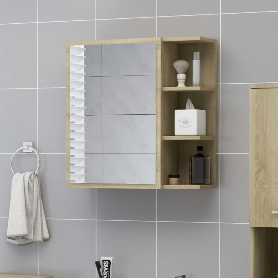 Sale vidaXL Spegelskåp för badrum sonoma-ek 62,5x20,5x64 cm konstruerat trä Sonoma ek