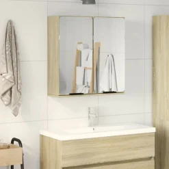 vidaXL Spegelskåp för badrum sonoma-ek 64,5x20x66,5 cm konstruerat trä